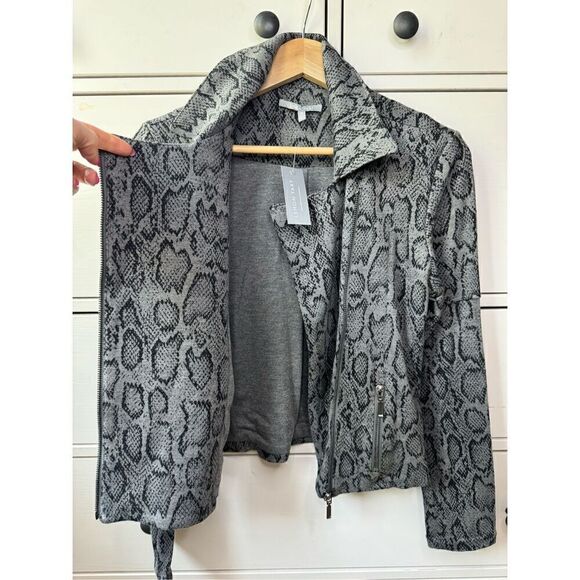 NWT Lemon Tart Designed California jacket snake print gray size S cardigan zip - Picture 8 of 13